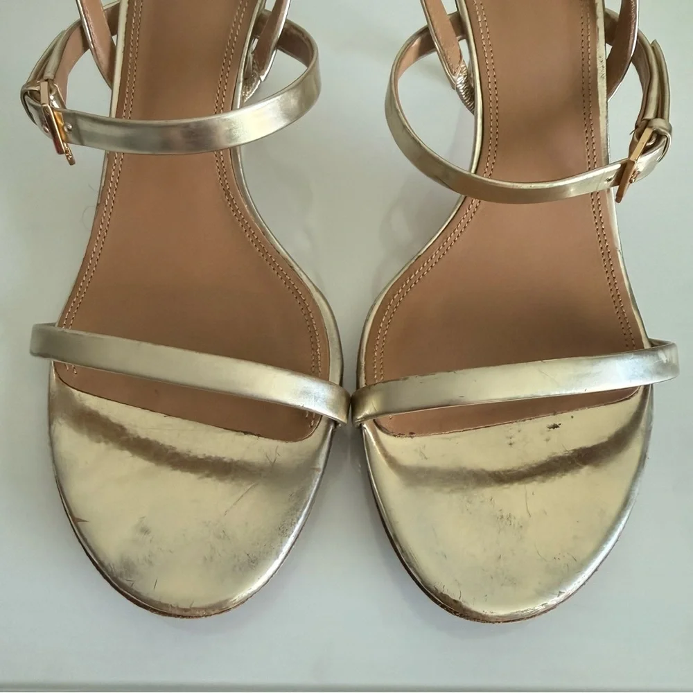 Tory Burch Penelope Slingback Sandal Mirror Metallic Gold Size 9 - Picture 8 of 13